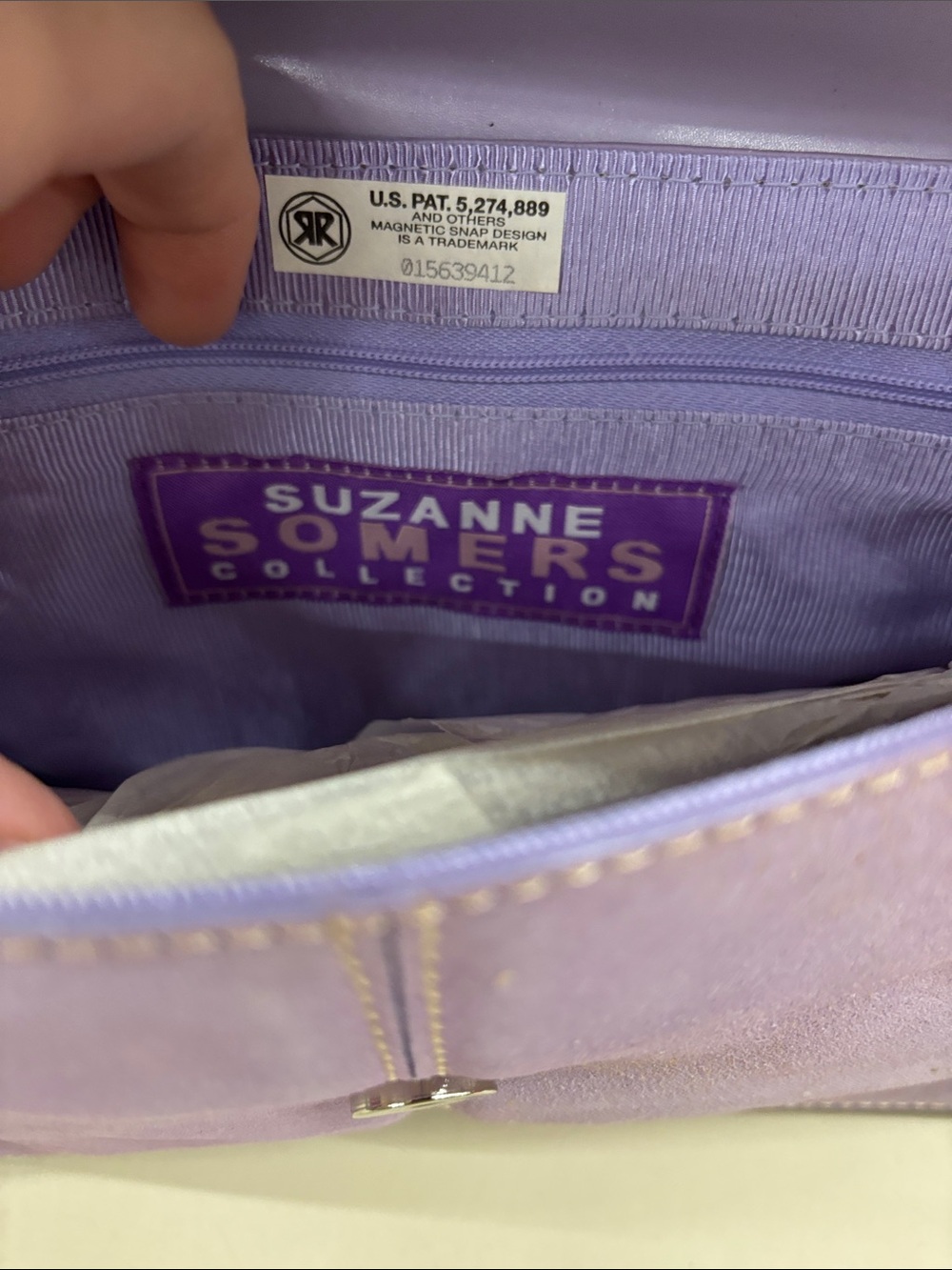 NWT Suzanne Somers Lavender Suede Crossbody Bag - Picture 8 of 8